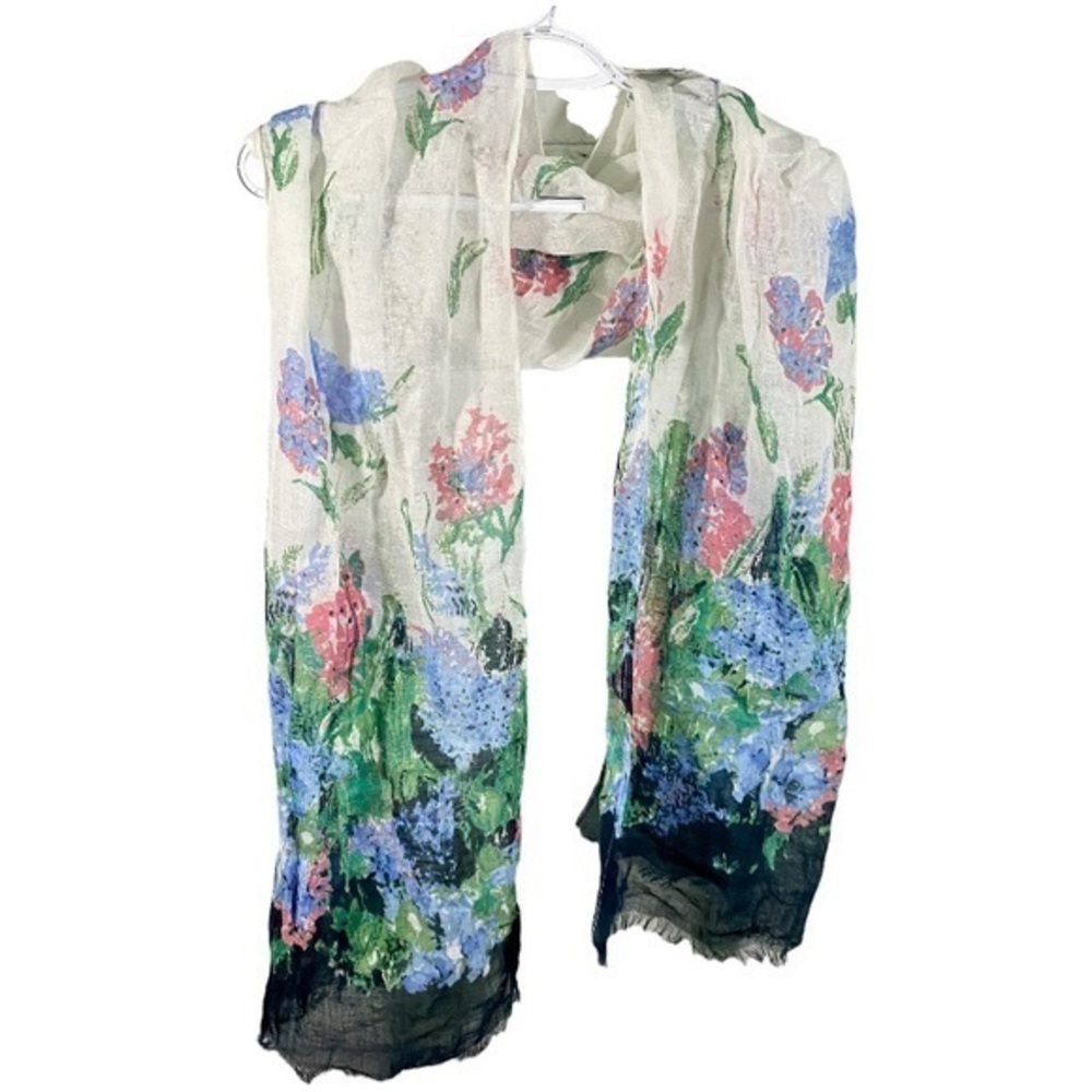 J.Jill Floral Print Linen Blend Scarf